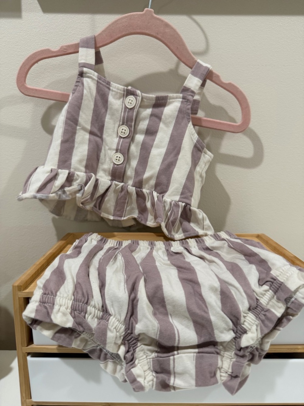 GAP Lilac & White Striped Ruffle Two-Piece Set